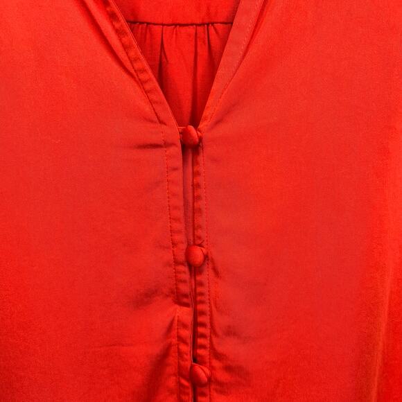 J. Jill Button Front Long Sleeve Blouse Top Orange Red Size M Modal Office Boho - Picture 4 of 13